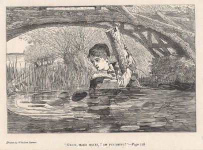 "Orrin, Make Haste, I Am Perishing!" – Drawn by Winslow Homer (The Galaxy, Vol. VI) MET DP875264