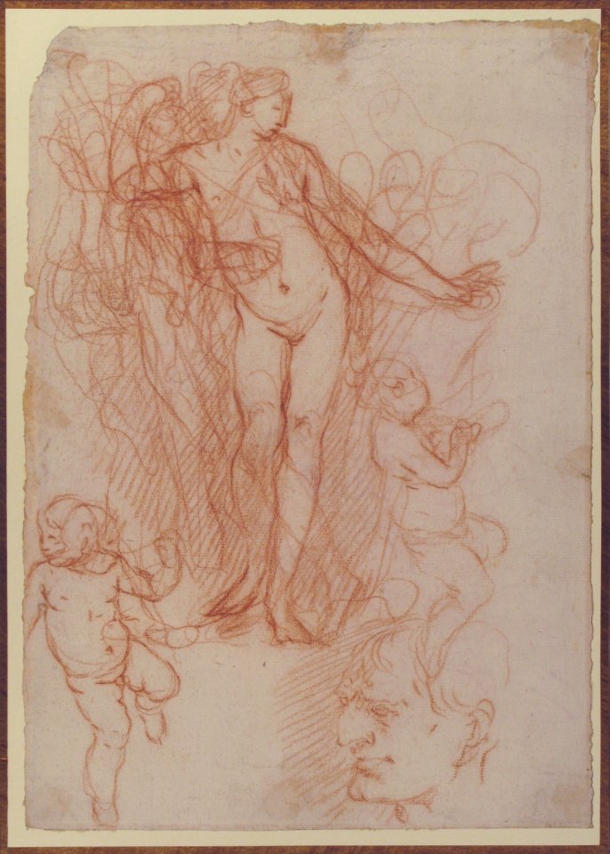 (R.)Figure Studies- Standing Nude Figure, Putti, and a Man's Head (V.) Figure Studies- A Flying and a Standing Man MET 67.95.2 RECTO