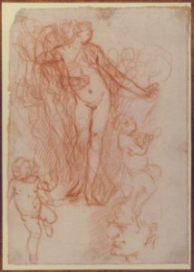 (R.)Figure Studies- Standing Nude Figure, Putti, and a Man's Head (V.) Figure Studies- A Flying and a Standing Man MET 67.95.2 RECTO