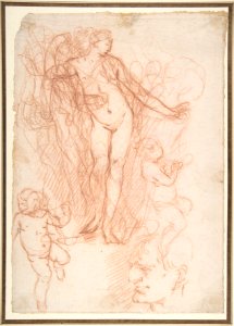 (R.)Figure Studies- Standing Nude Figure, Putti, and a Man's Head (V.) Figure Studies- A Flying and a Standing Man MET DP808251