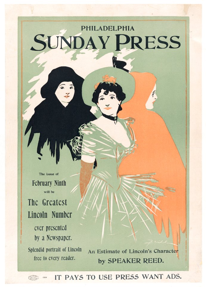 Advertisement for Philadelphia Sunday Press- Ferbruard 9, 1896 MET DP866319