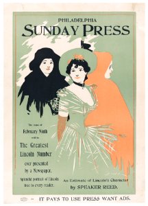 Advertisement for Philadelphia Sunday Press- Ferbruard 9, 1896 MET DP866319