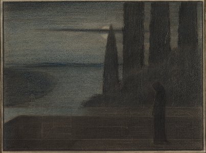 A Hooded Figure in a Landscape, possibly a stage set design MET DP856190