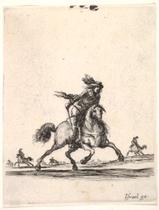A horseman galloping towards right with sword in hand, other horsemen in the background, from 'Various cavalry exercises' (Diverses exercices de cavalerie) MET DP833136