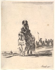 A horseman, facing front, a group of horsemen in background to the right, from 'Various cavalry exercises' (Diverses exercices de cavalerie) MET DP833143