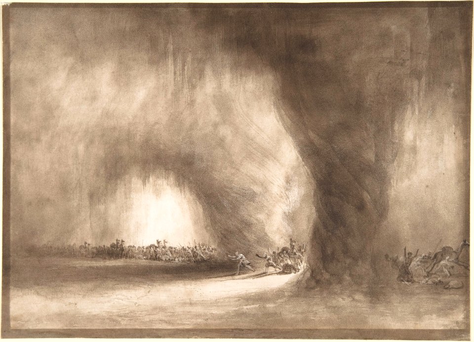 A Column of Oriental Travelers Scattered by a Dust Storm (The Israelites Passing through the Wilderness Preceded by the Pillar of Clouds) MET DP805116