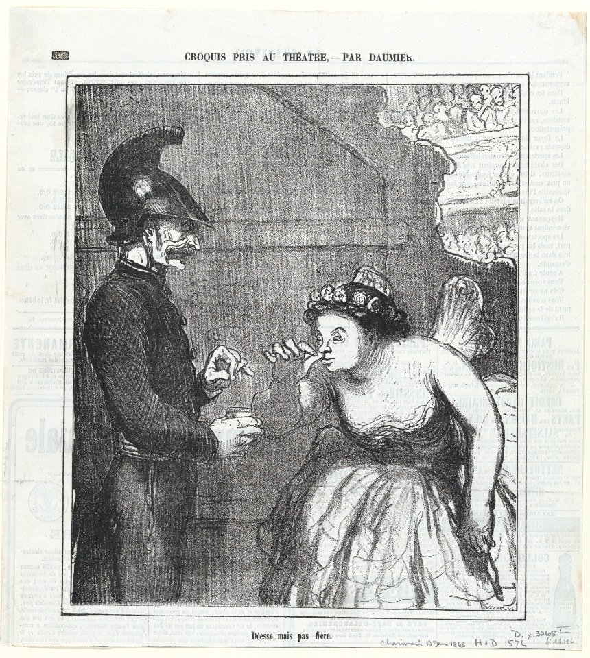 A goddess, but not proud at all, from 'Theater sketches,' published in Le Charivari, June 12, 1865 MET DP877380