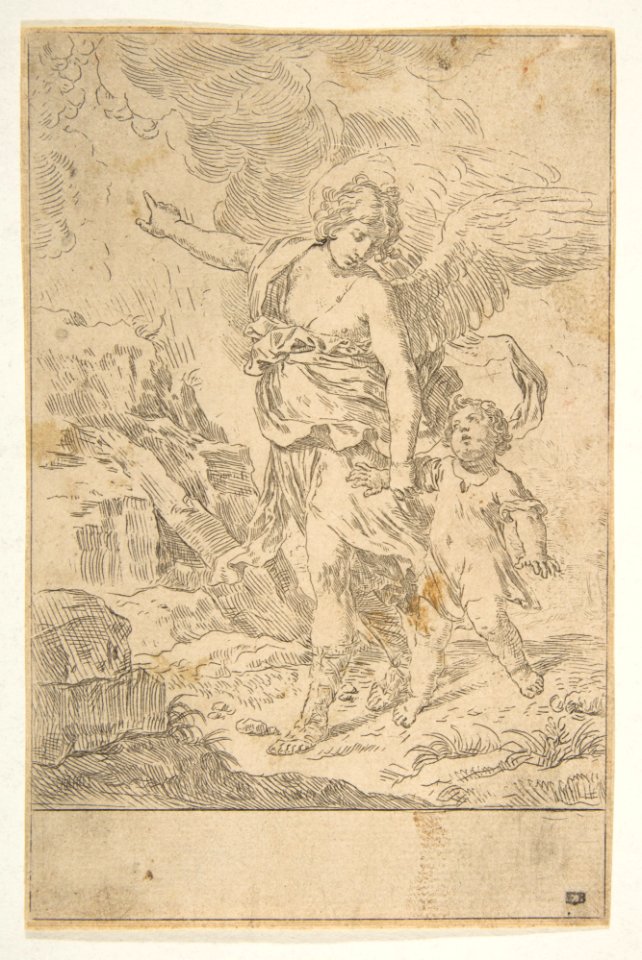 A guardian angel walking with a child MET DP815132