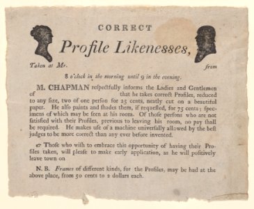Advertisement for profile likenesses by Moses Chapman Met DP887370