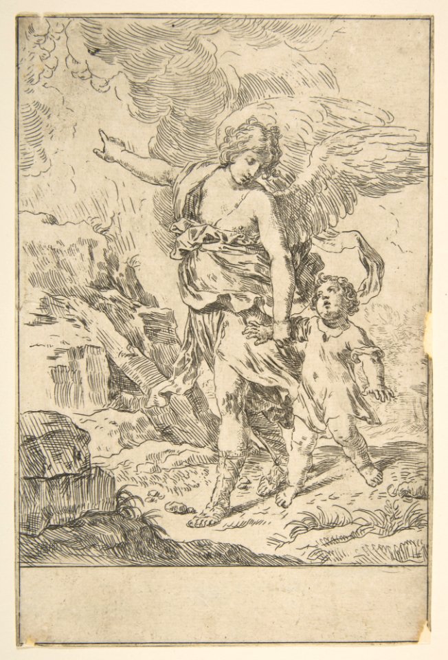 A guardian angel walking with a child MET DP815115