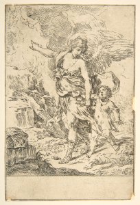 A guardian angel walking with a child MET DP815115