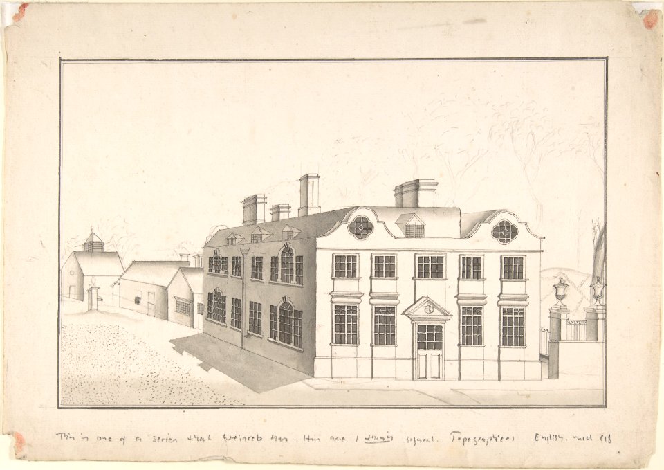 A Jacobean Country House with 18th century alterations (recto); Spired Country Church (verso) MET DP806222
