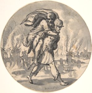 Aeneas Rescues his Father from Burning Troy MET DP803063