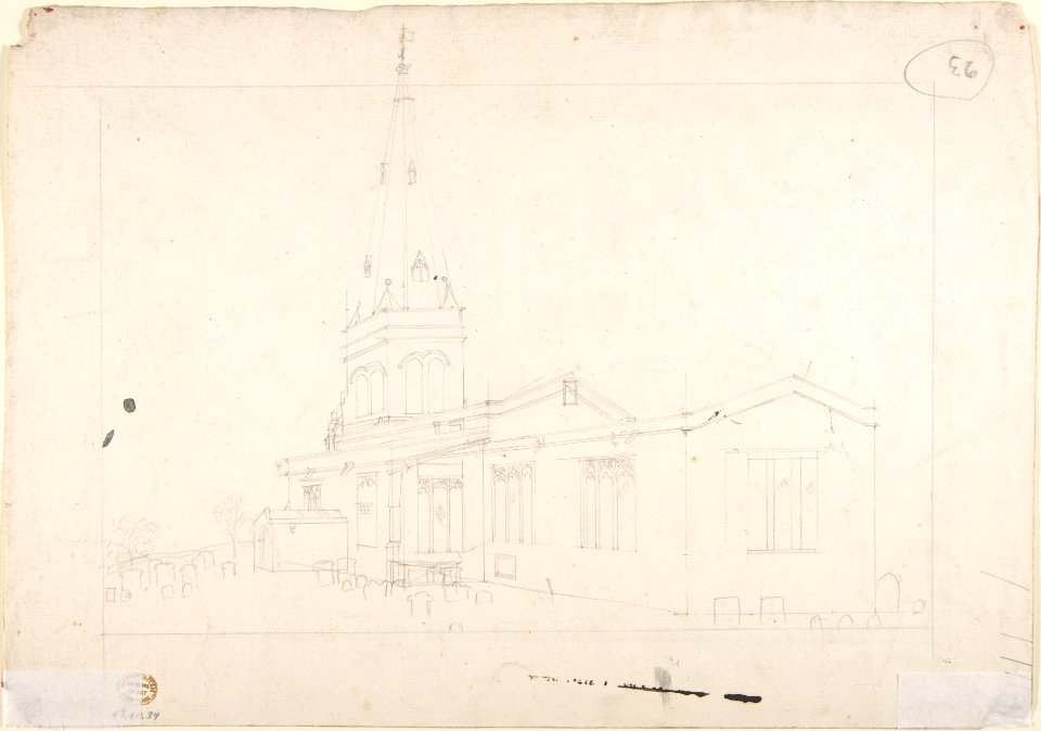 A Jacobean Country House with 18th century alterations (recto); Spired Country Church (verso) MET DP806223