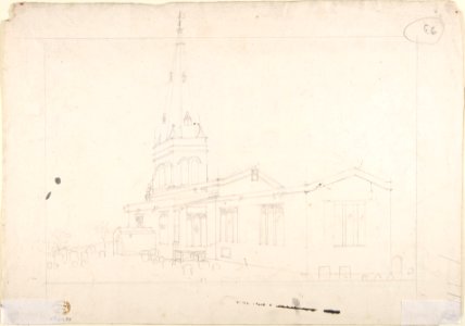 A Jacobean Country House with 18th century alterations (recto); Spired Country Church (verso) MET DP806223