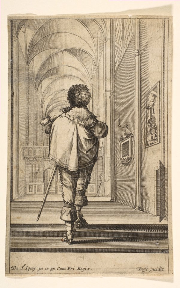 A gentleman seen from behind walking into a church MET DP818057
