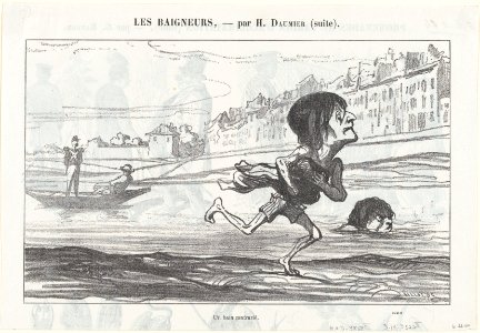 A forbidden swimming pleasure, from 'The bathers,' published in Le Petit Journal pour Rire, August 6, 1864 MET DP877303