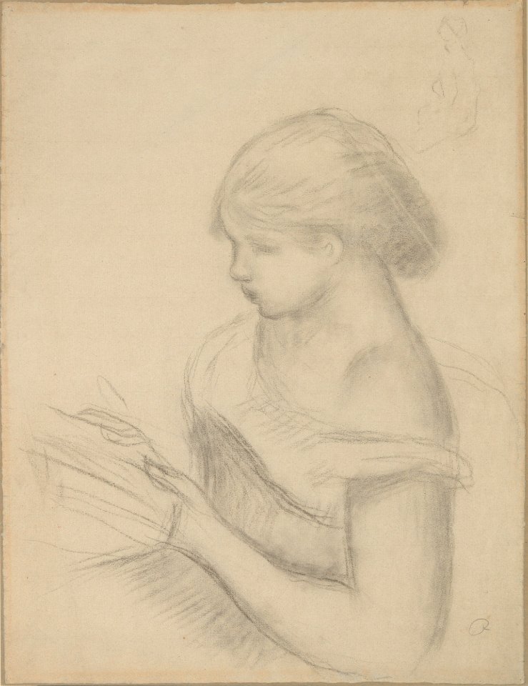A Girl Reading (with a Sketch of Seated Woman) MET DP216720