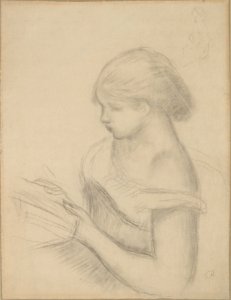 A Girl Reading (with a Sketch of Seated Woman) MET DP216720
