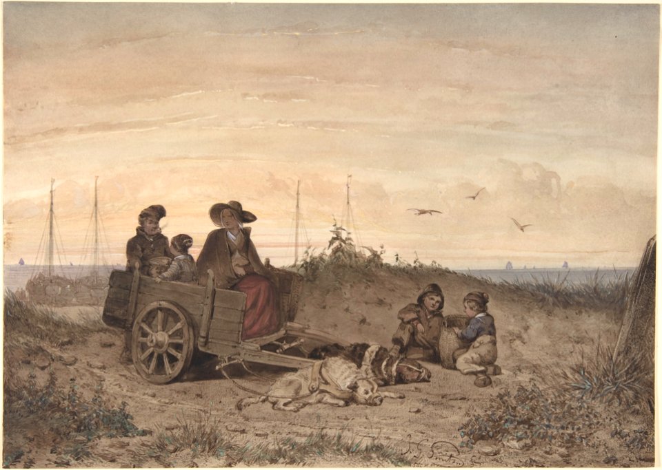 A Fisherman's Family at the Beach, the Mother and One of the Children Sitting in a Cart MET DP800682