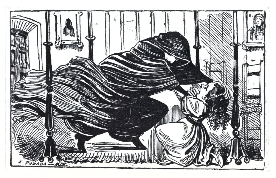 A figure in a cloak strangling a young girl MET DP874470