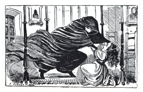 A figure in a cloak strangling a young girl MET DP874470