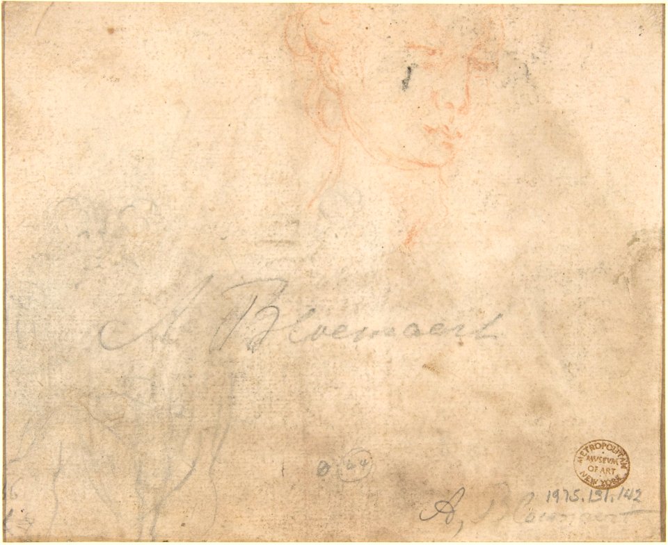 A Farm Building; verso- Head of a Woman and Slight Sketch of Woman Holding a Child MET DP801116