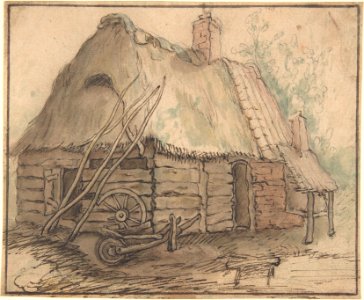 A Farm Building; verso- Head of a Woman and Slight Sketch of Woman Holding a Child MET DP801115