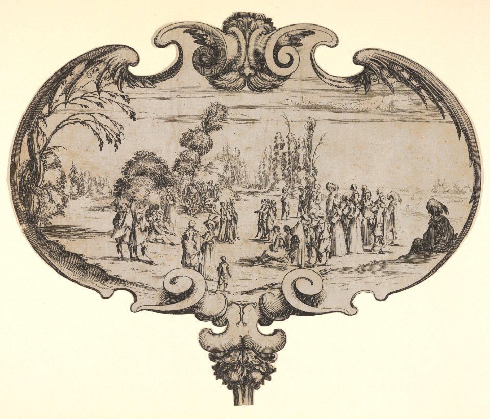 A fan with a musical troupe and spectators MET DP833267