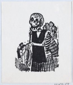 A skeleton selling fish from a broadside entitled 'Una Calavera Chusca' MET DP869242-1