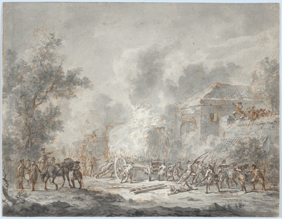 A Skirmish with Soldiers Near a Farm; Verso- Sketch with Soldiers MET DP875885
