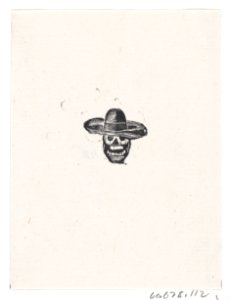 A skull wearing a wide brimmed hat MET DP869522