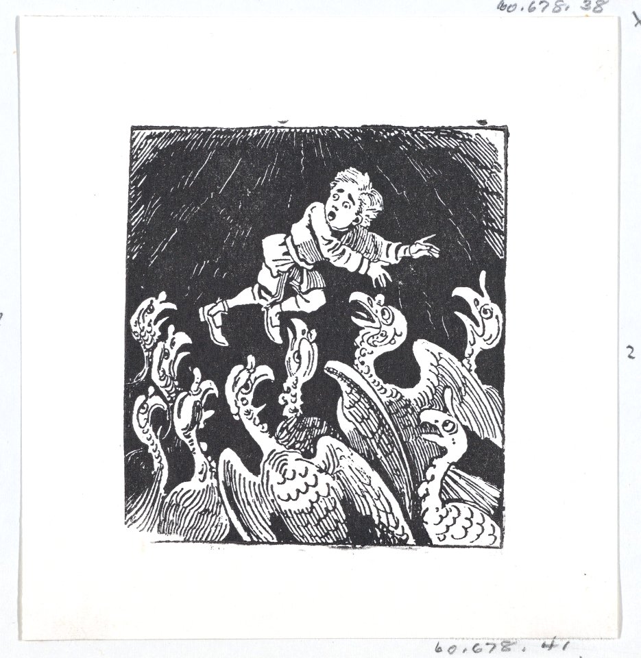 A small boy being fed to vultures, an illustration to 'The King and His Three Sons' MET DP869398