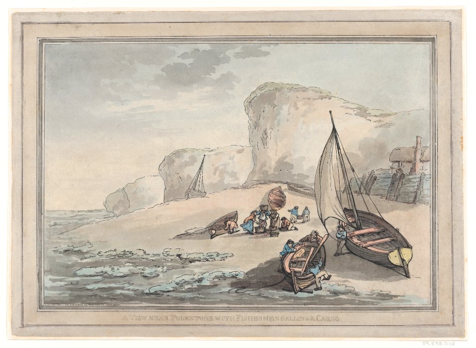 A View near Folkstone with Fishermen Selling a Cargo MET DP871967