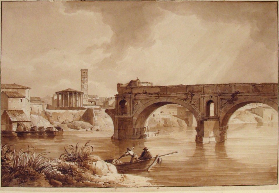 A View of the Tiber from the North Bank, with the Temple of Vesta, the Campanile of S. Maria in Cosmedin and the Ponte Rotto MET 1978.271