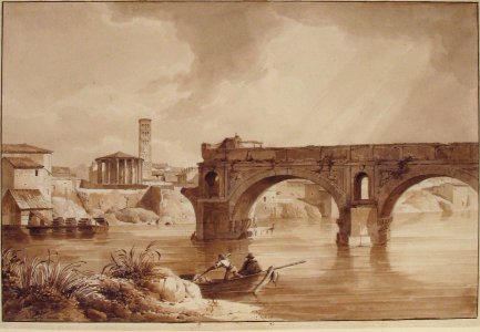 A View of the Tiber from the North Bank, with the Temple of Vesta, the Campanile of S. Maria in Cosmedin and the Ponte Rotto MET 1978.271