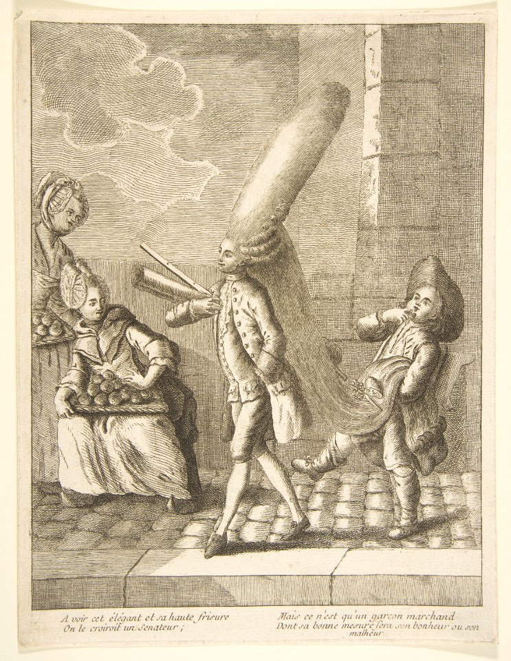 A voir det élégant et sa haute frisure, On le croiroit un Senateur, Mais ce n'est qu'un garcon marchand, Dont sa bonne mesure sera son bonheru ou son malheur MET DP818670