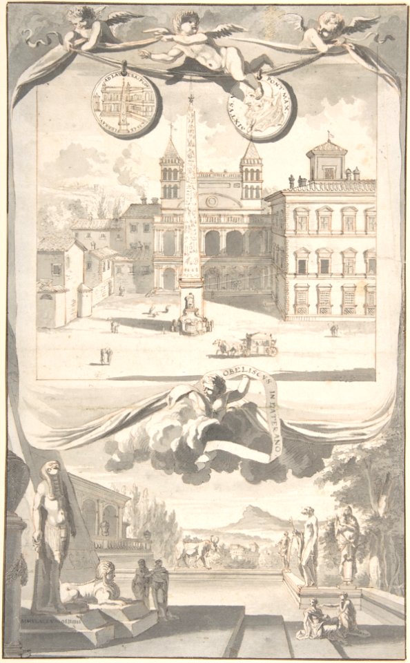 A View of the Obelisk and Saint John in Lateran (above) and a View of an Egyptian Site (?) (below) MET DP800349