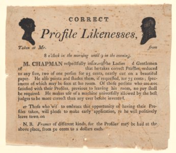 Advertisement for profile likenesses by Moses Chapman Met DP887394