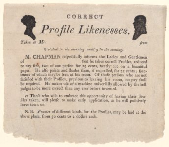 Advertisement for profile likenesses by Moses Chapman Met DP887376