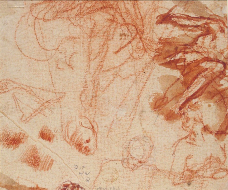 A Group of Saints and Angels (recto); Studies of a Male Figure in a Pendentive (verso) MET 1970.113.6 VERSO