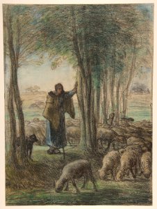 A Shepherdess and Her Flock in the Shade of Trees MET DP811921