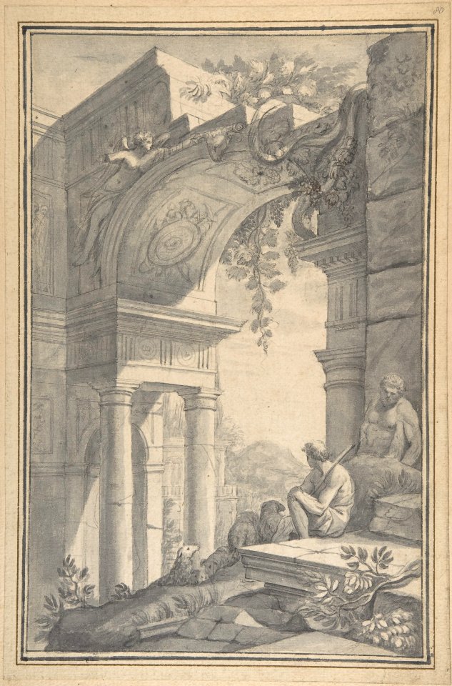 A Shepherd under a Ruined Arch with the Farnese Hercules MET DP800084