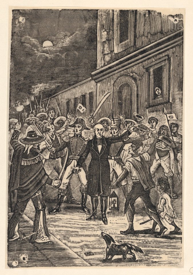A group of men with weapons issuing a cry for independence MET DP869604
