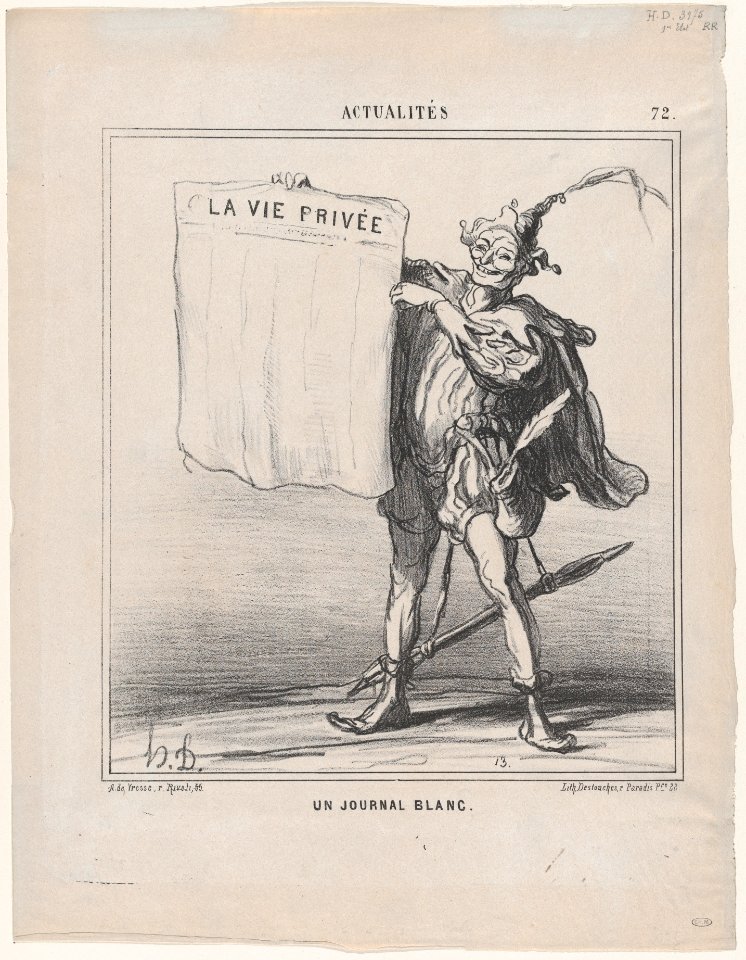 A blank newspaper, from 'News of the day,' published in Le Charivari, March 31, 1868 MET DP877698