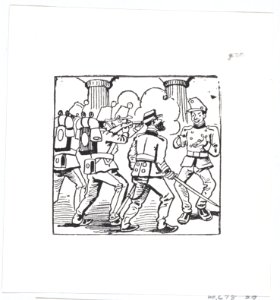 A standoff between an unarmed soldier and a group of armed soldiers MET DP869379