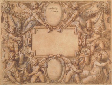 A Cartouche and Two Shields Surrounded by Allegorical Figures. MET 1970.113.4