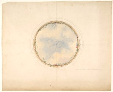 A Circular ceiling design with clouds and roses MET DP811727