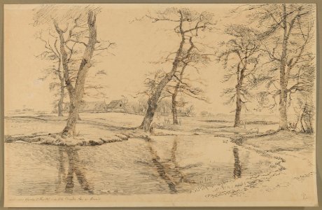 A Brook near a Farm in Usserød with Cows and Two Figures MET DP842159