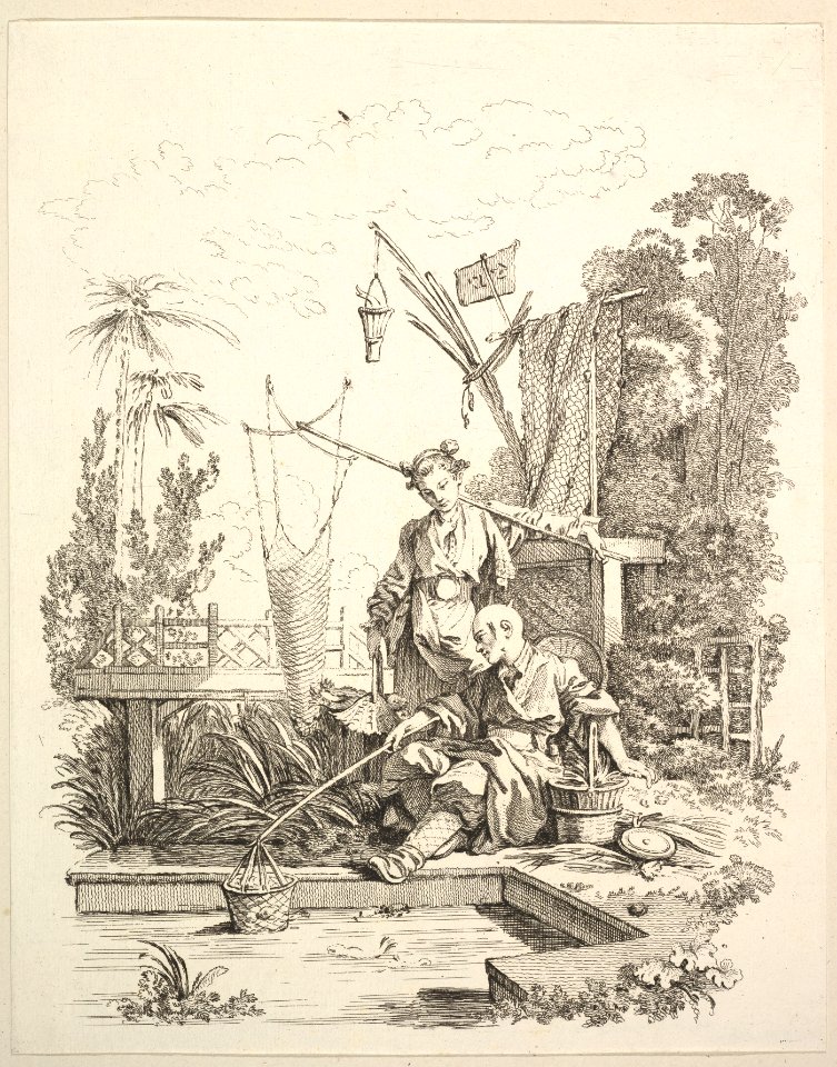 A Chinese Man and Woman Fishing by a Fishpond MET DP825964